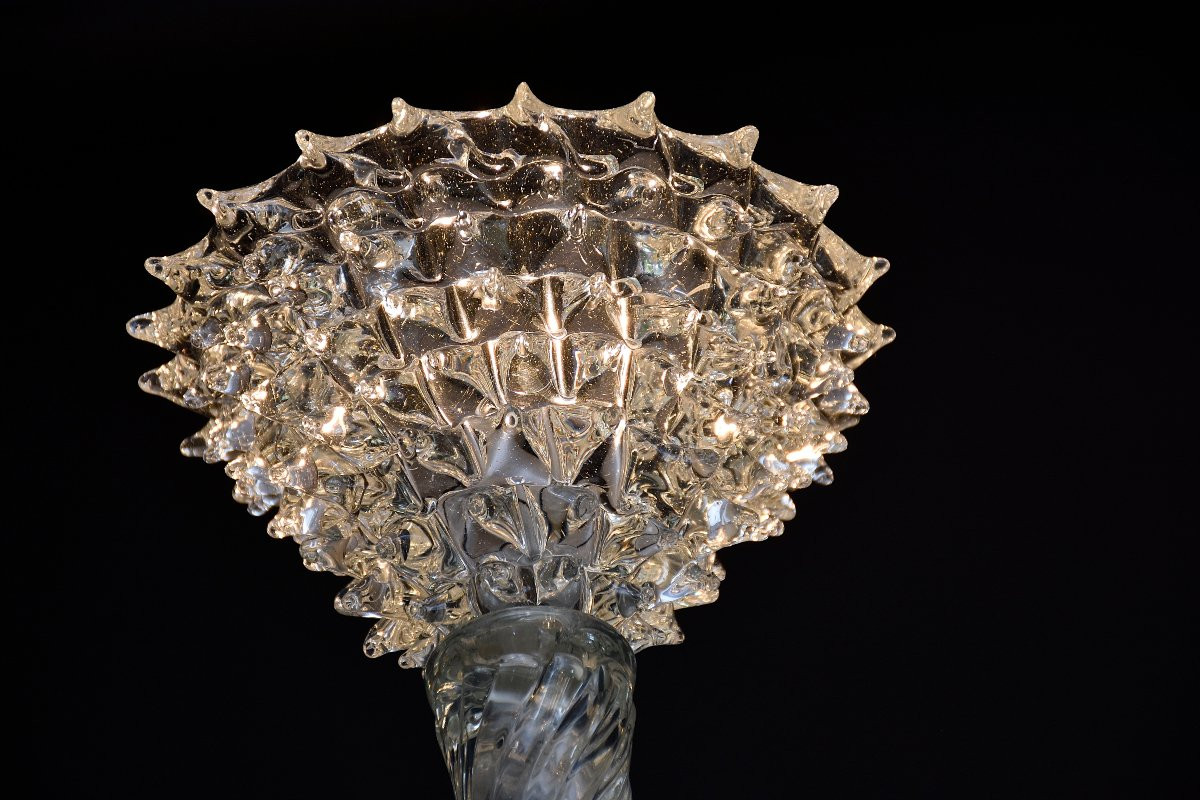  Mid-century Italian Murano Glass 'rostrato' Chandelier By Barovier-photo-4