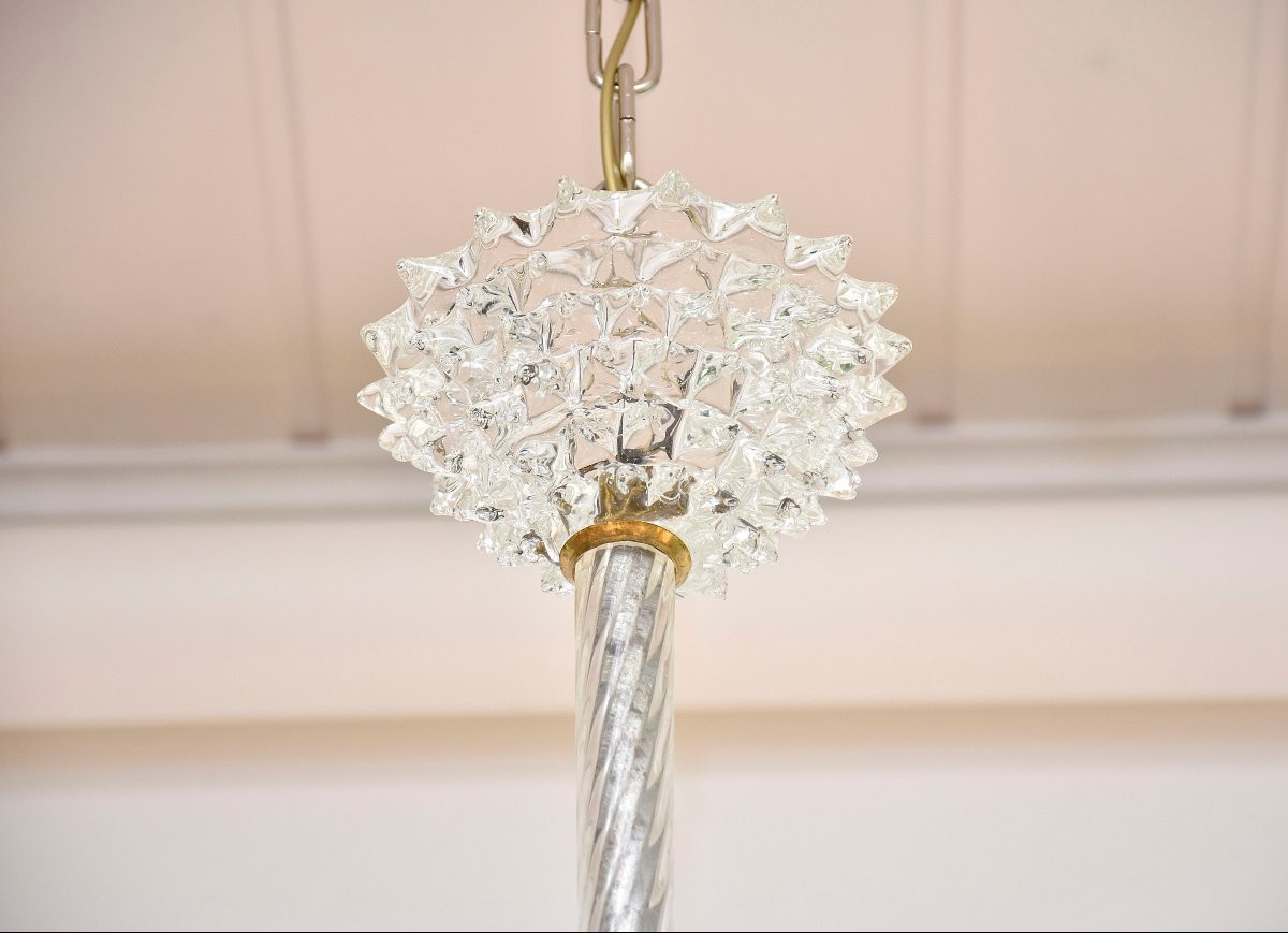  Mid-century Italian Murano Glass 'rostrato' Chandelier By Barovier-photo-2