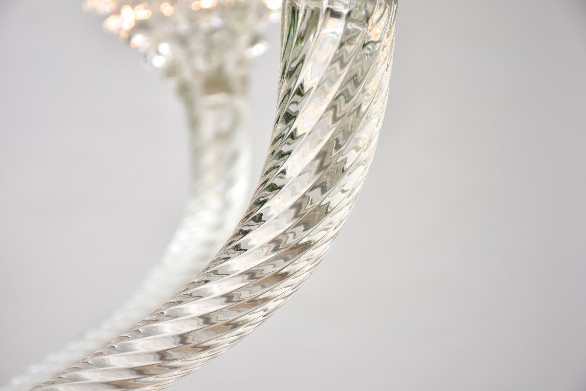 Mid-century Italian Murano Glass 'rostrato' Chandelier By Barovier-photo-4