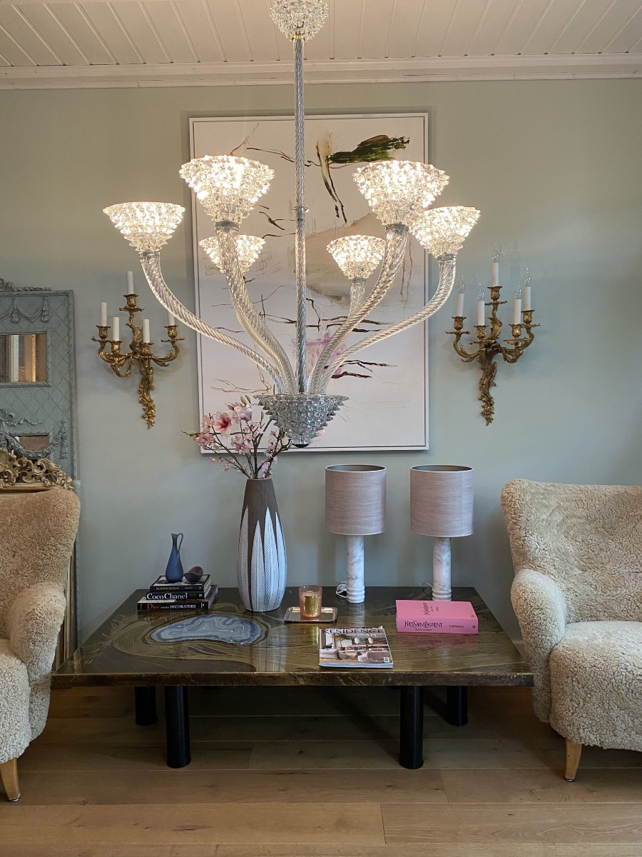  Mid-century Italian Murano Glass 'rostrato' Chandelier By Barovier-photo-7