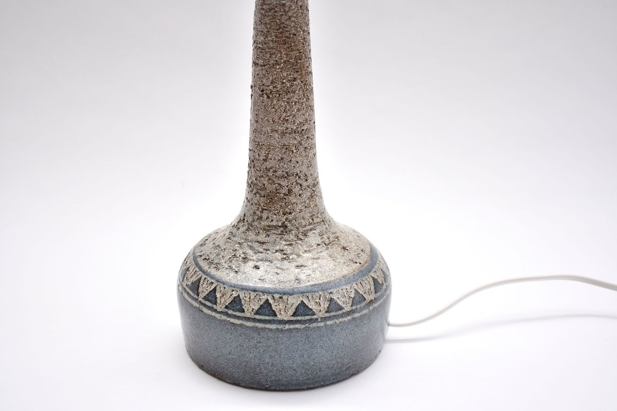 Lampe de table danoise en céramique du milieu du siècle, dans des tons bleus et naturels, signé-photo-1