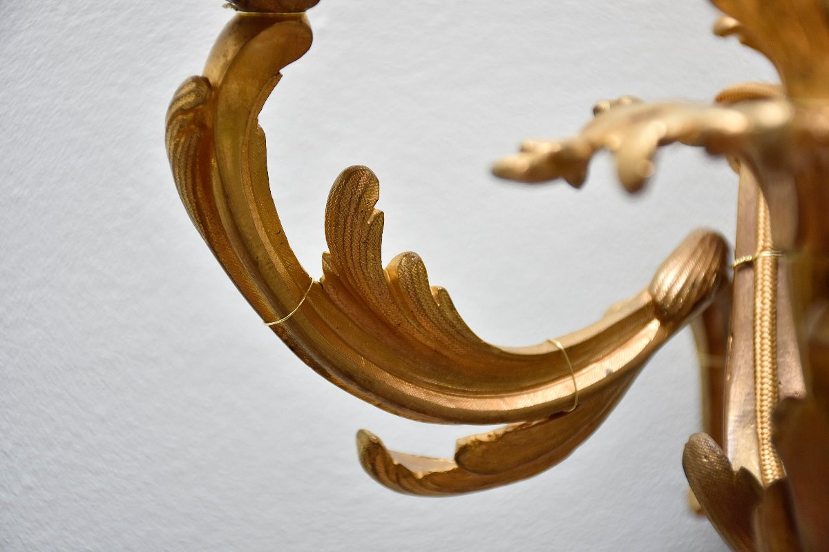 Grande paire d'appliques en bronze doré de style Louis XV, vers 1850-photo-3