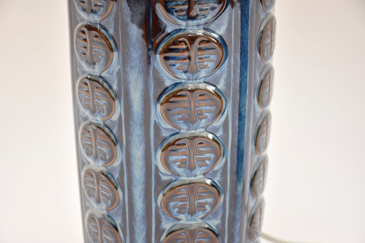  Une paire de lampes de table danoises en céramique bleue du milieu du siècle, signée-photo-4