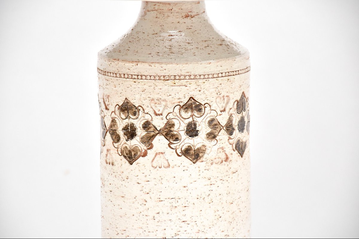 Grande paire de lampes de table en céramique blanche du milieu du siècle, signées Bitossi-photo-3