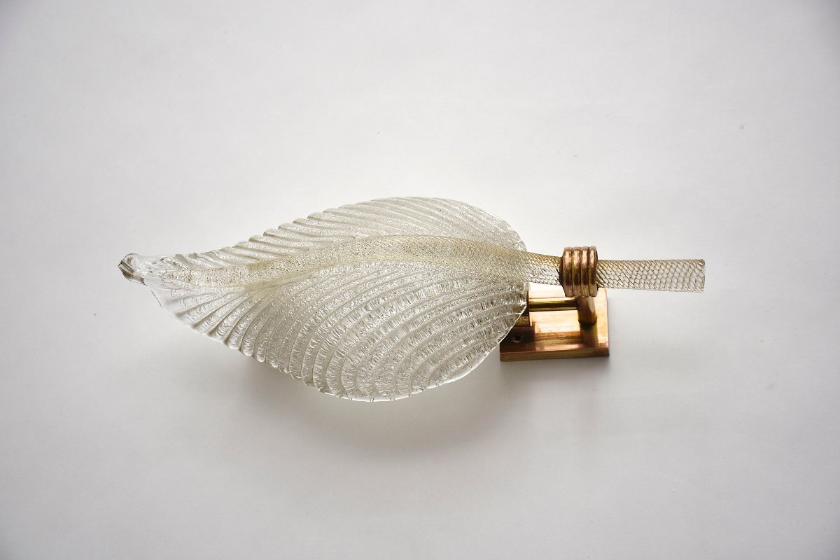 Mid-century Murano Italian Wall Lamp In Gold Leaf By Ercole Barovier-photo-2
