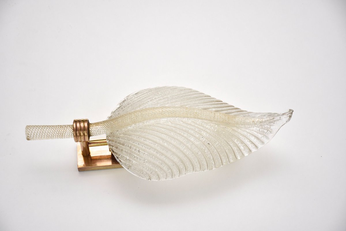 Mid-century Murano Italian Wall Lamp In Gold Leaf By Ercole Barovier-photo-1
