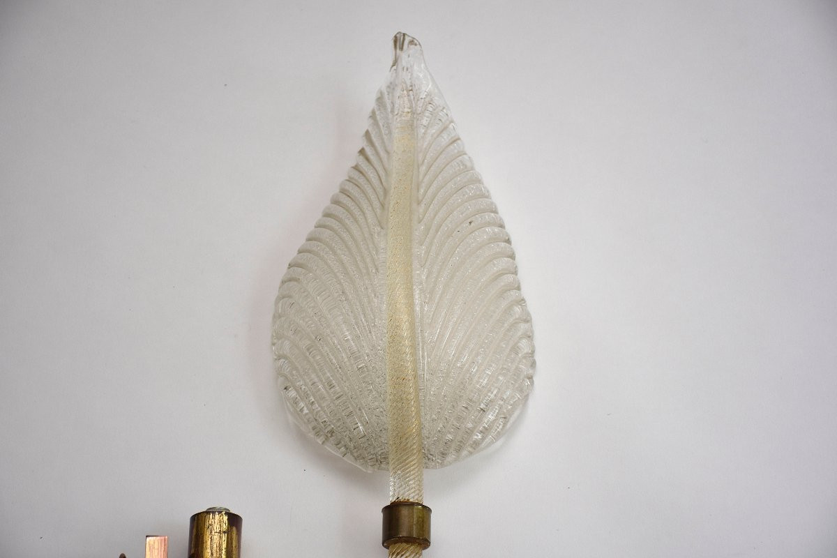 Mid-century Murano Italian Wall Lamp In Gold Leaf By Ercole Barovier-photo-5
