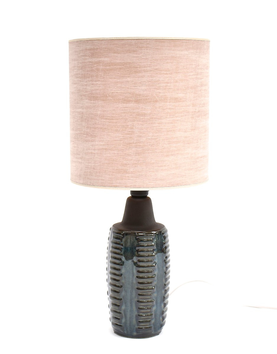 Lampe de table danoise en céramique émaillée bleue du milieu du siècle, signée Einar Johansen