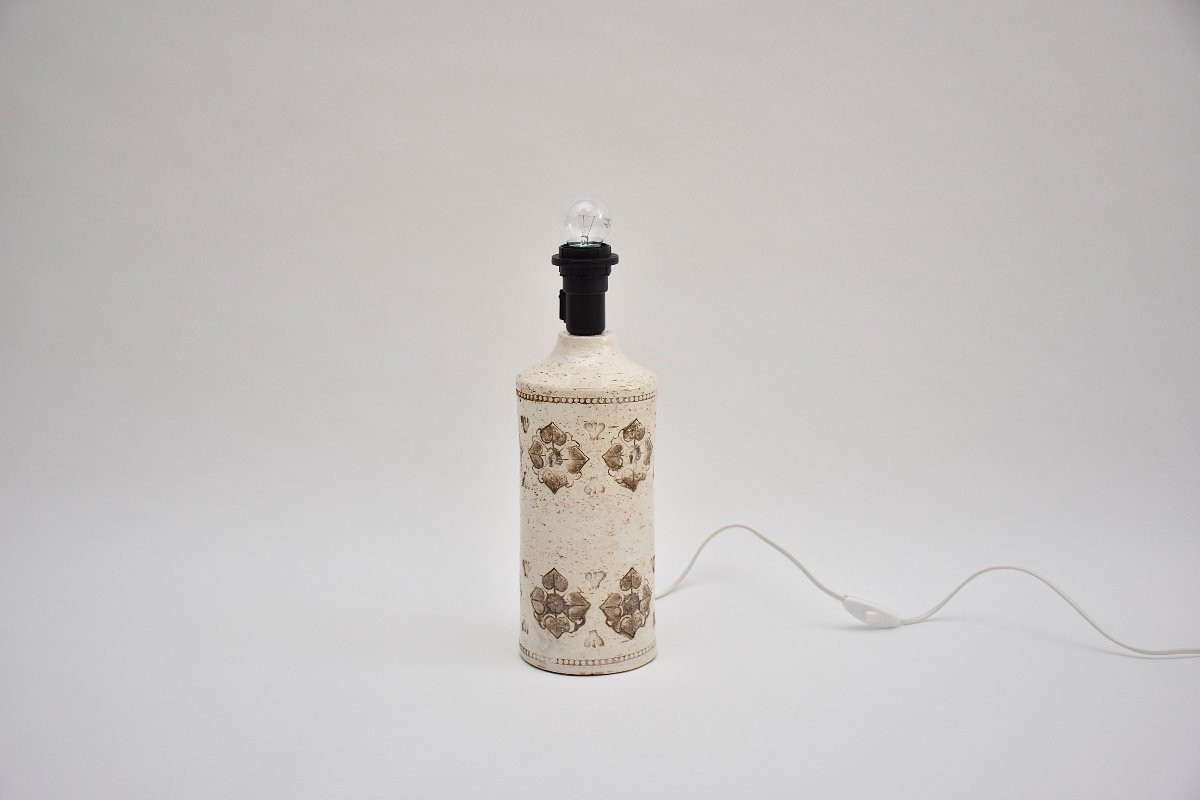 Lampe de table blanche en céramique italienne du milieu du siècle, signée Bitossi, 1960-photo-2