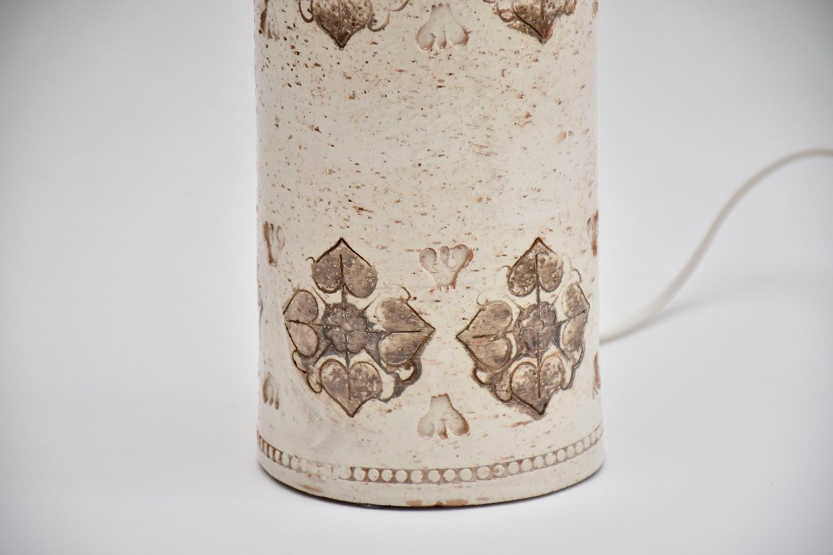 Lampe de table blanche en céramique italienne du milieu du siècle, signée Bitossi, 1960-photo-3