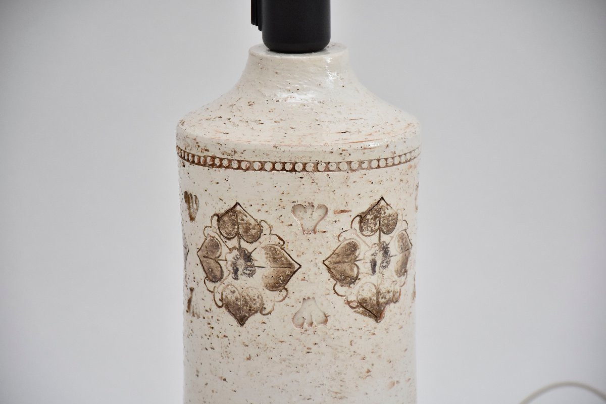 Lampe de table blanche en céramique italienne du milieu du siècle, signée Bitossi, 1960-photo-4
