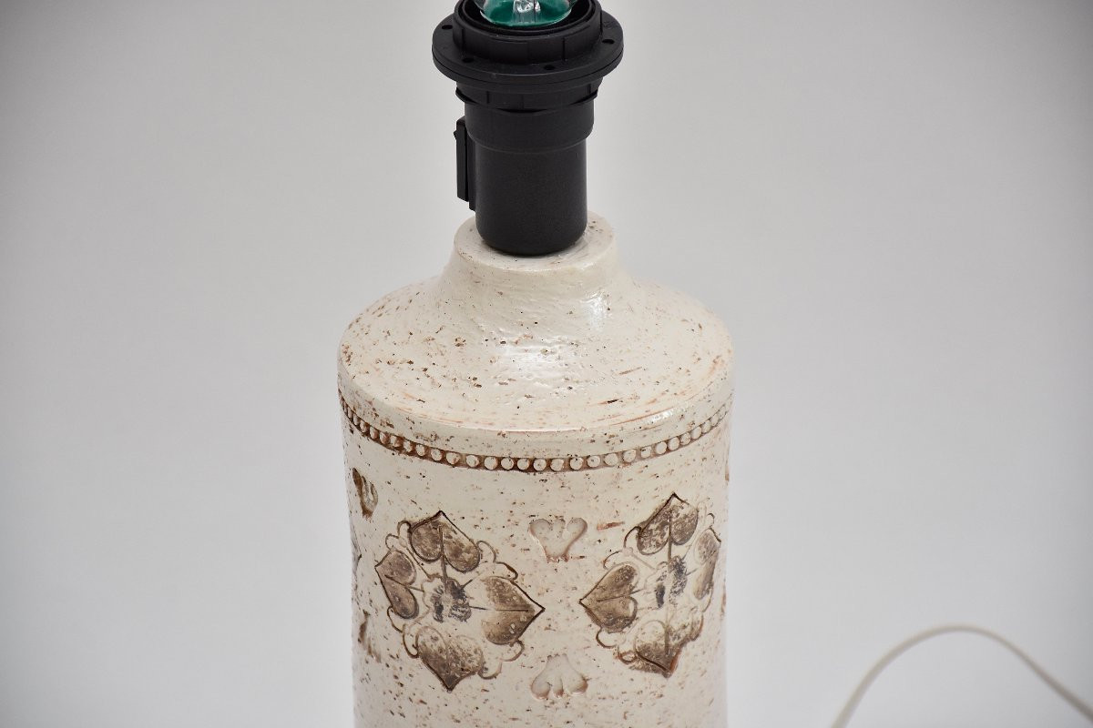 Lampe de table blanche en céramique italienne du milieu du siècle, signée Bitossi, 1960-photo-1