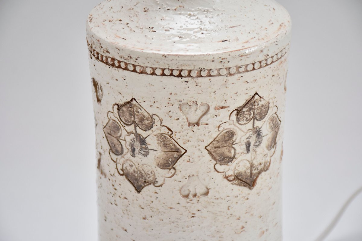 Lampe de table blanche en céramique italienne du milieu du siècle, signée Bitossi, 1960-photo-2