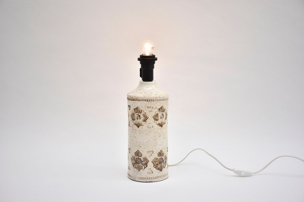 Lampe de table blanche en céramique italienne du milieu du siècle, signée Bitossi, 1960-photo-3