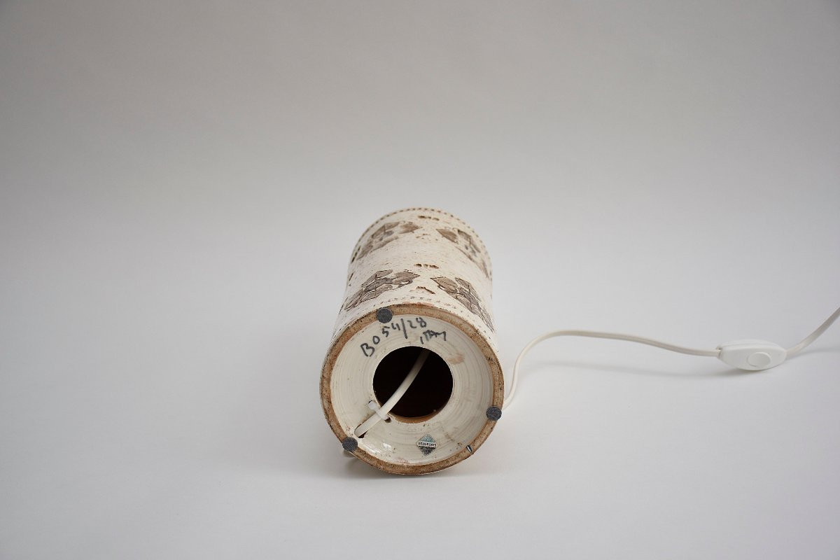 Lampe de table blanche en céramique italienne du milieu du siècle, signée Bitossi, 1960-photo-5