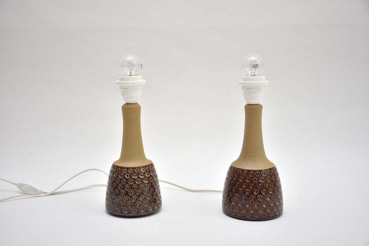Une paire de lampes de table en céramique par Einar Johansen, Soholm, années 1950/1960-photo-2
