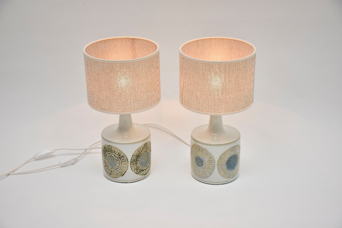 Une paire de lampes de table scandinaves en céramique par Kari Christensen, 1960-photo-4