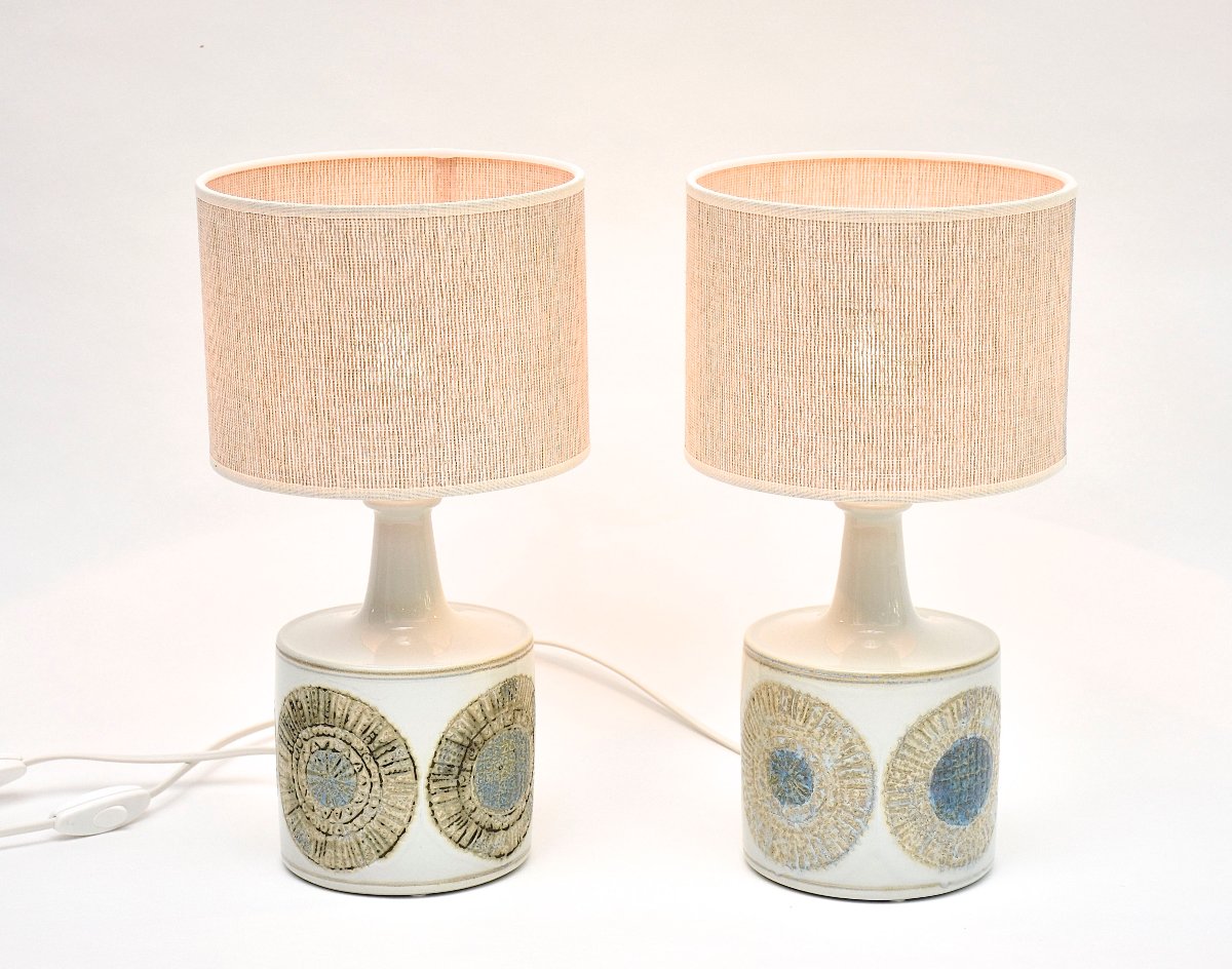 Une paire de lampes de table scandinaves en céramique par Kari Christensen, 1960