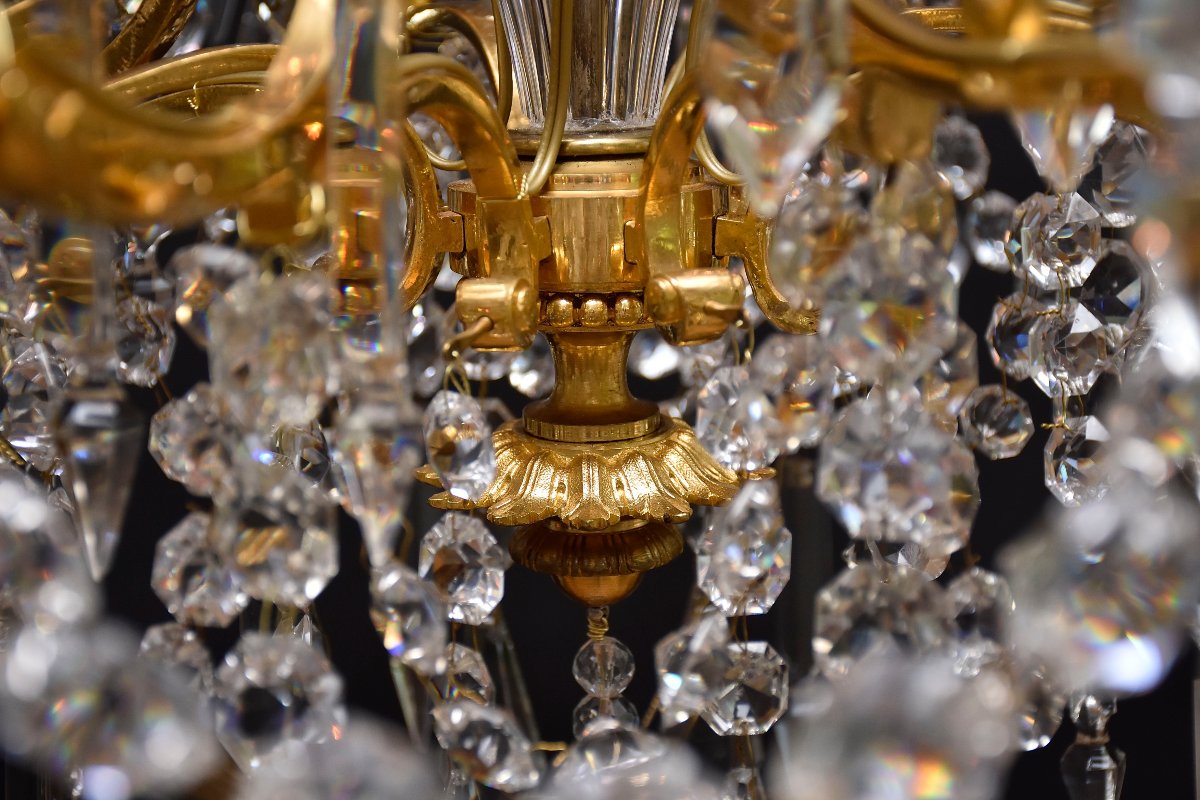 A Late 19th-century Chandelier Made Of Gilded Bronze And Baccarat Crystal, Signed Aillard Paris-photo-5