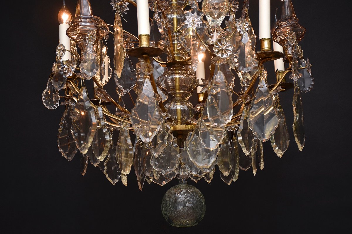 Lustre du XVIIIe siècle en bronze doré et cristal-photo-2