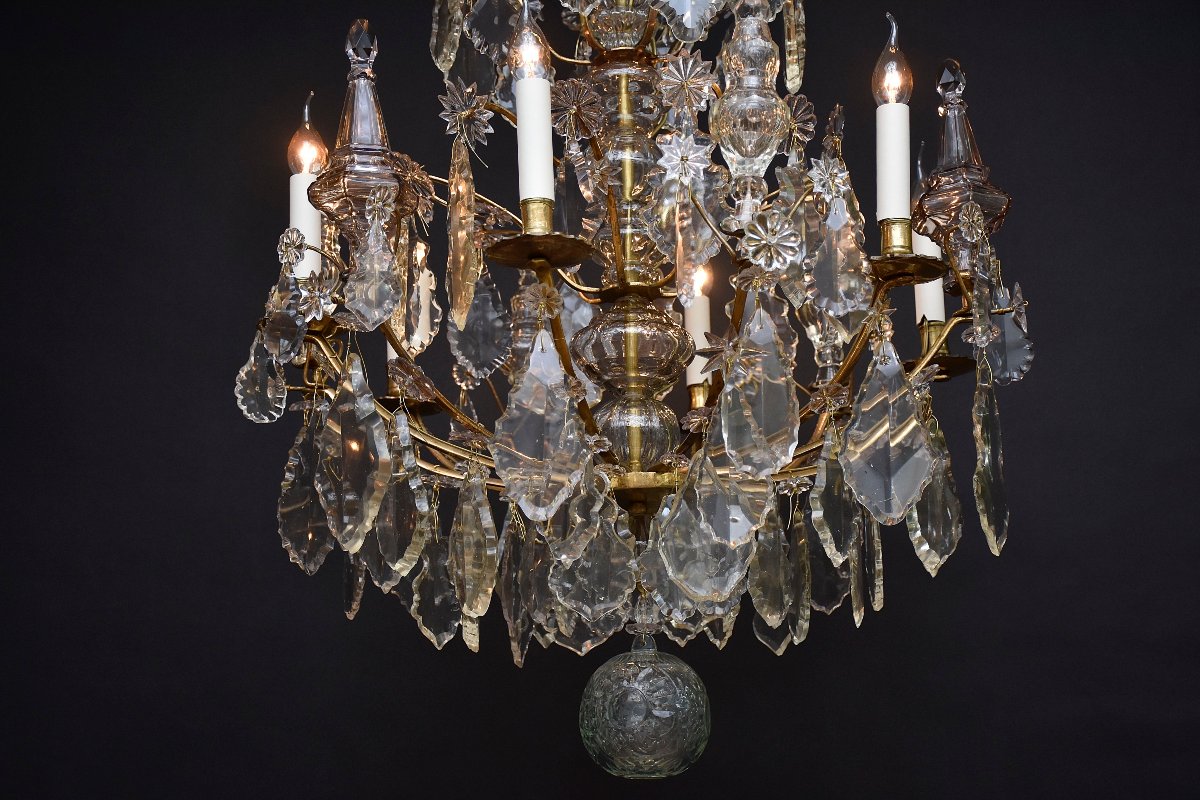 Lustre du XVIIIe siècle en bronze doré et cristal-photo-3