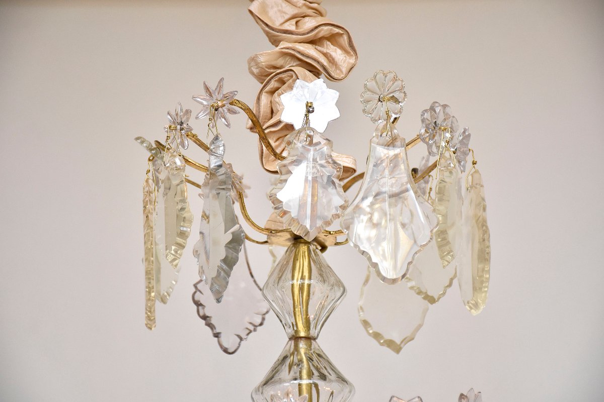Lustre du XVIIIe siècle en bronze doré et cristal-photo-2
