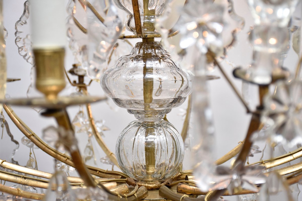 Lustre du XVIIIe siècle en bronze doré et cristal-photo-3
