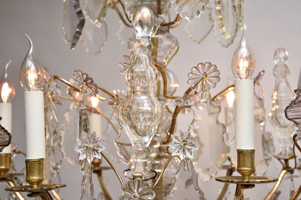 Lustre du XVIIIe siècle en bronze doré et cristal-photo-4