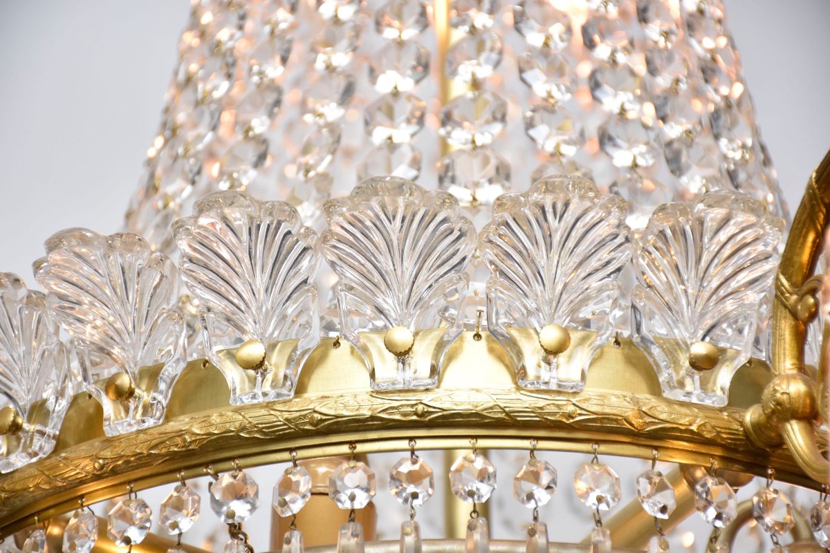 Crystal And Gilded Bronze Chandelier, Louis XVI Style, Circa 1910-photo-1
