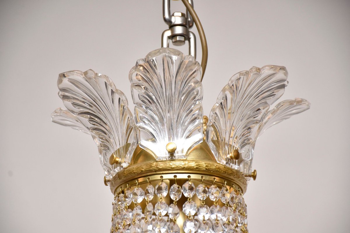 Crystal And Gilded Bronze Chandelier, Louis XVI Style, Circa 1910-photo-3