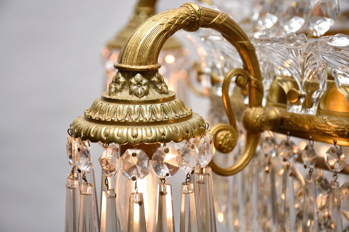 Crystal And Gilded Bronze Chandelier, Louis XVI Style, Circa 1910-photo-4