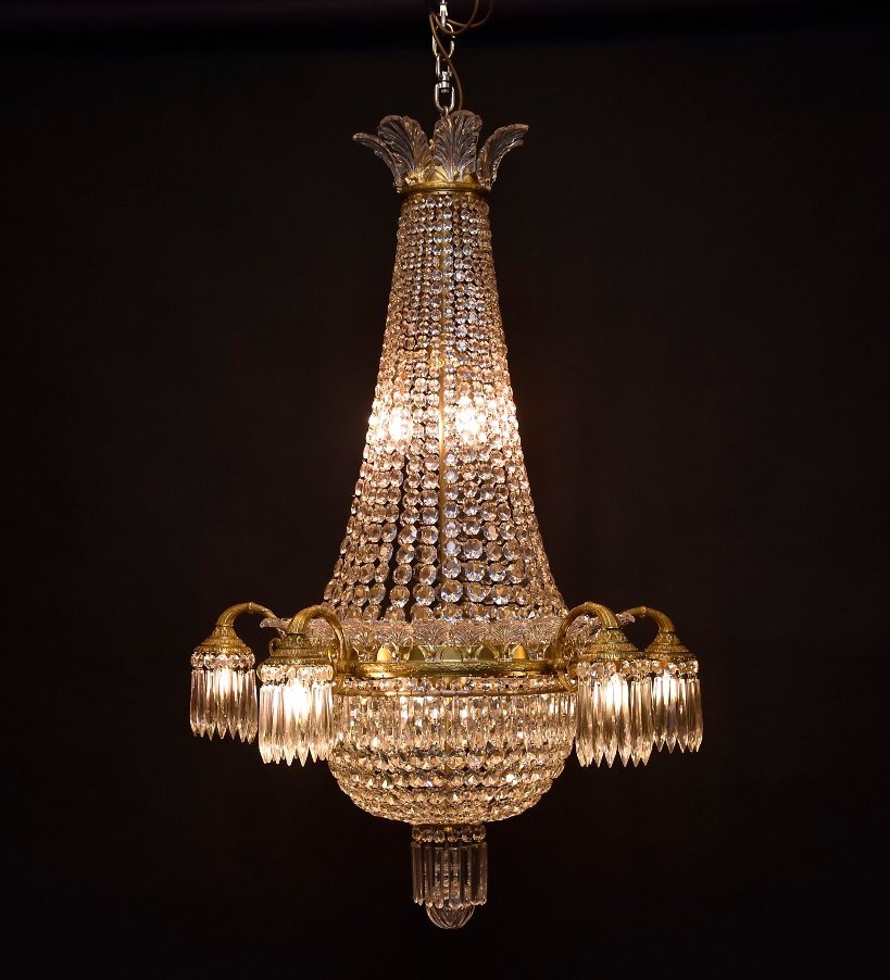 Crystal And Gilded Bronze Chandelier, Louis XVI Style, Circa 1910