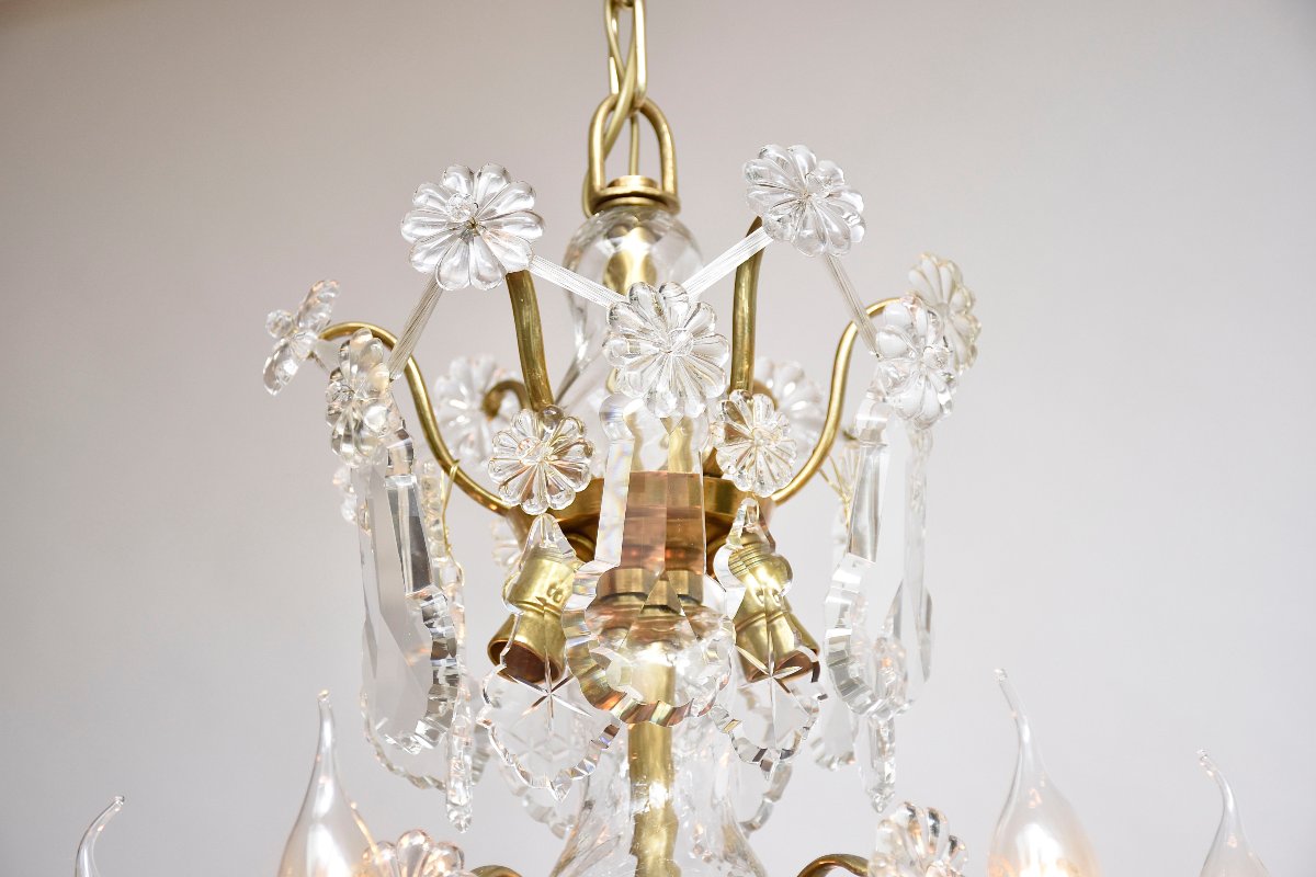 Lustre doré en cristal de style rococo -photo-2