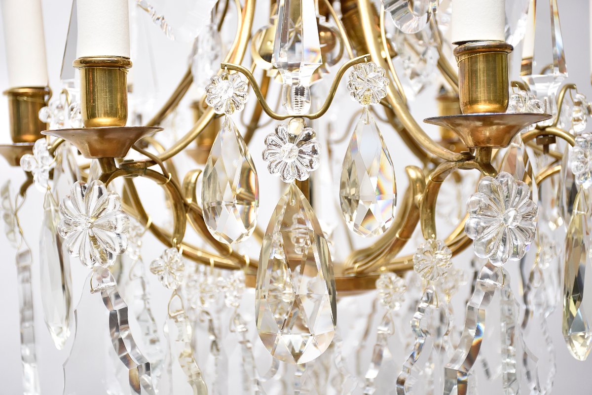 Lustre doré en cristal de style rococo -photo-3