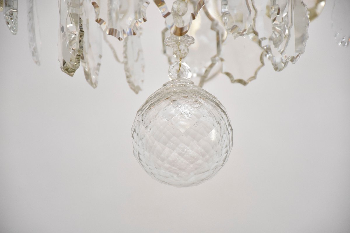 Lustre doré en cristal de style rococo -photo-4