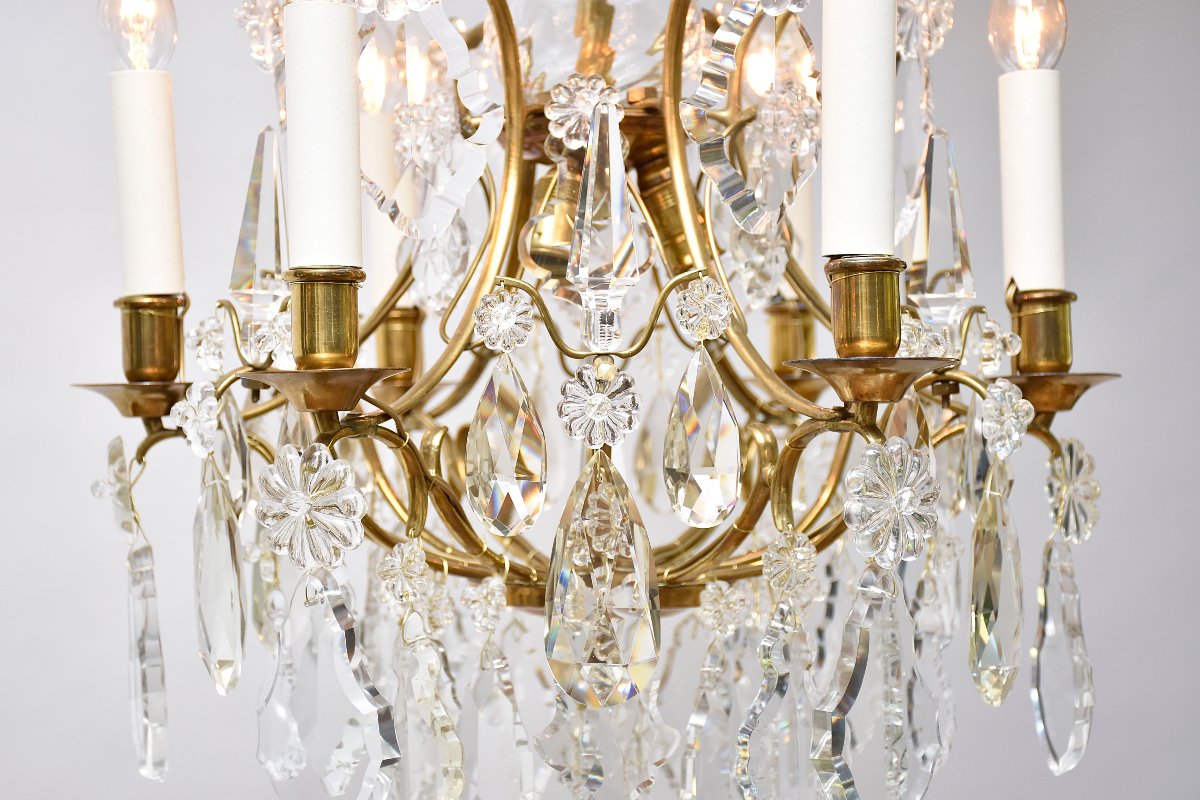 Lustre doré en cristal de style rococo -photo-1