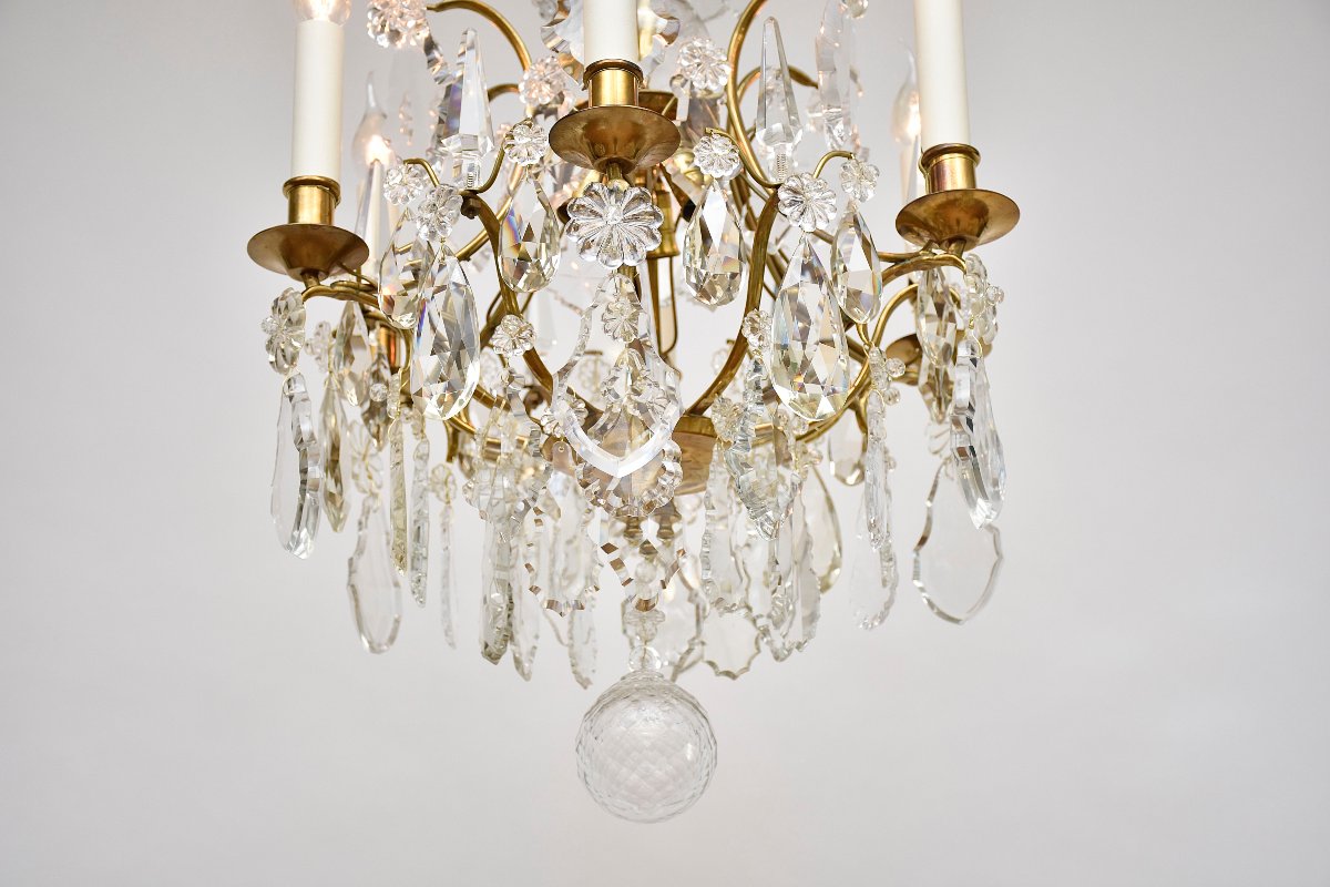 Lustre doré en cristal de style rococo -photo-2