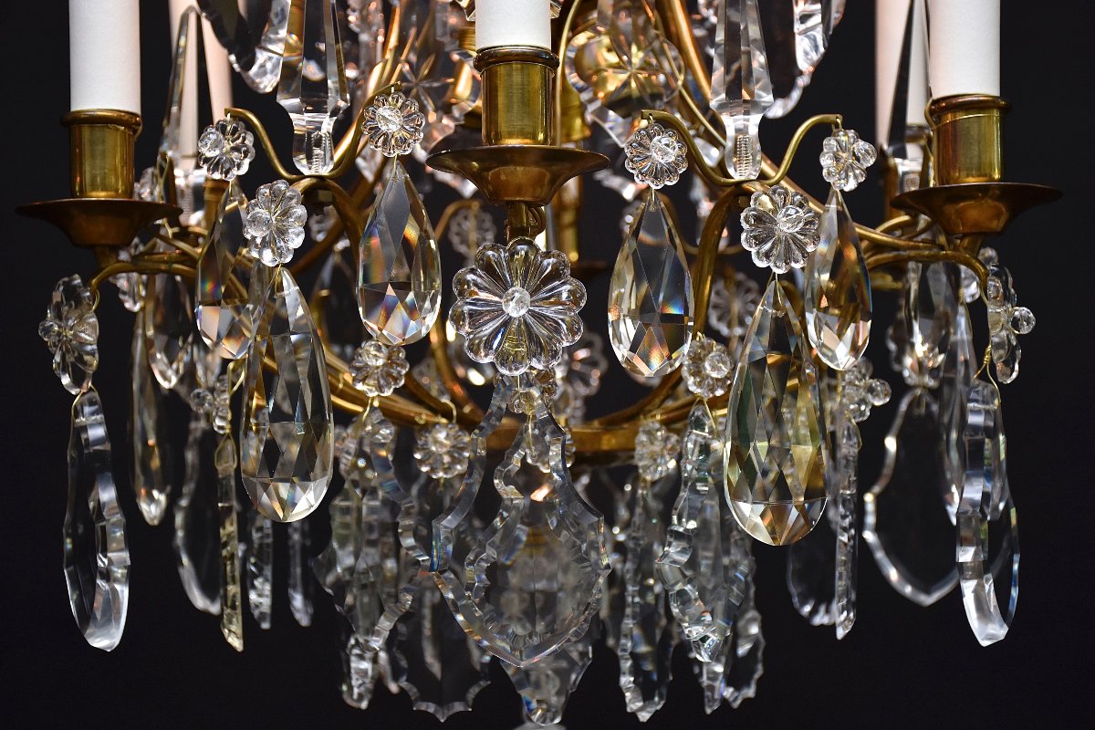 Lustre doré en cristal de style rococo -photo-3