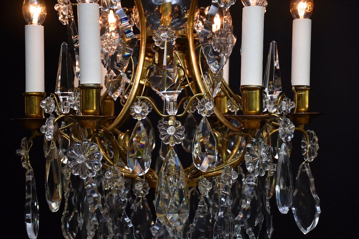 Lustre doré en cristal de style rococo -photo-5