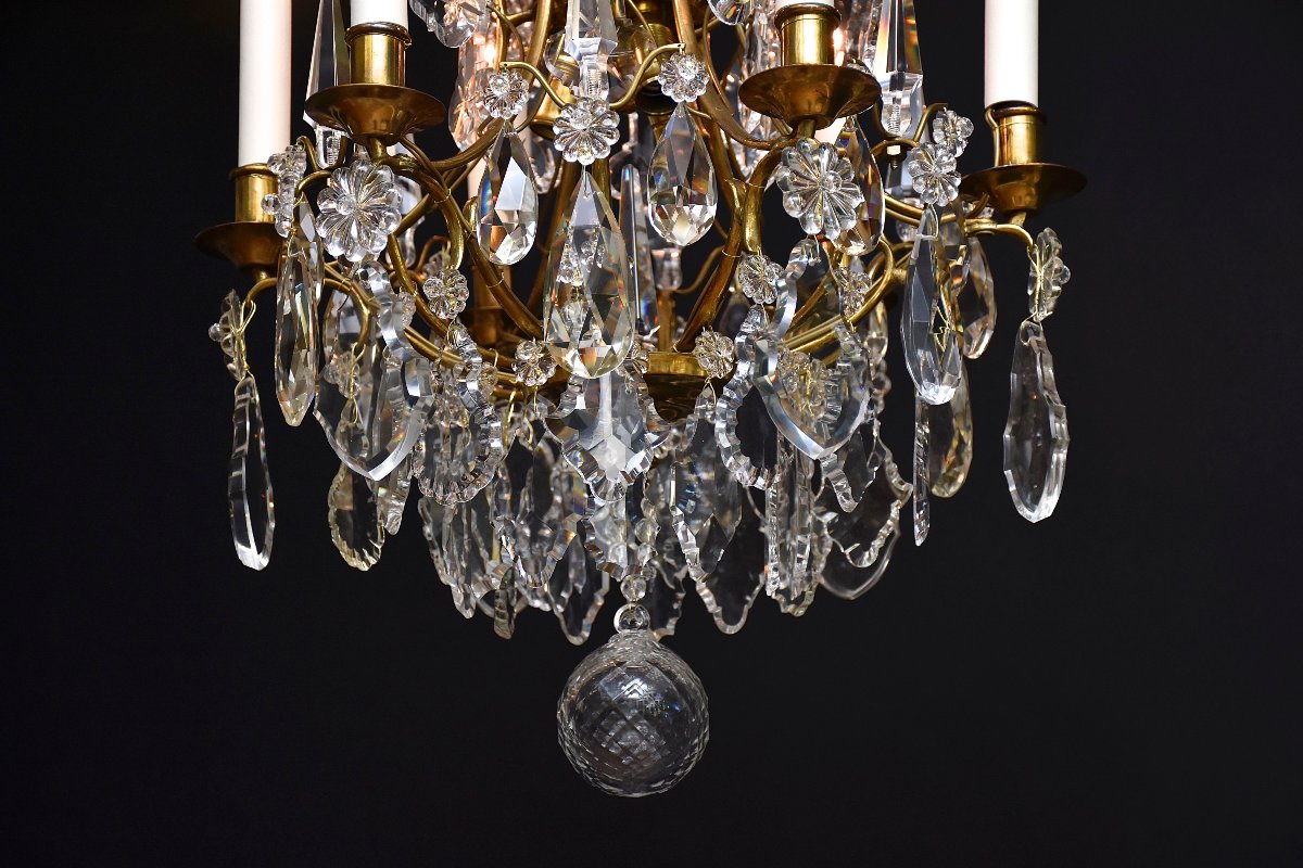 Lustre doré en cristal de style rococo -photo-6