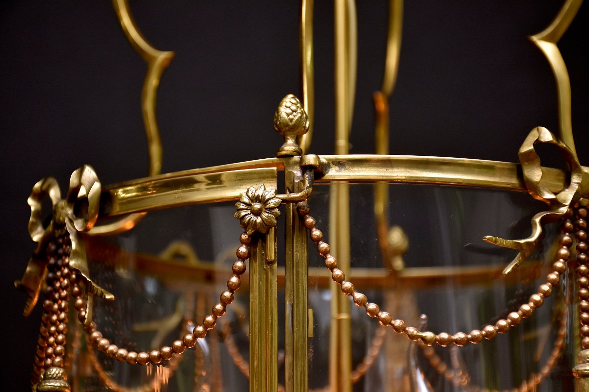 Lanterne en bronze doré du XIXe siècle de style Louis XVI-photo-2
