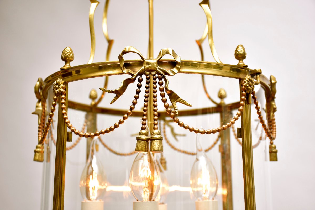 Lanterne en bronze doré du XIXe siècle de style Louis XVI-photo-1