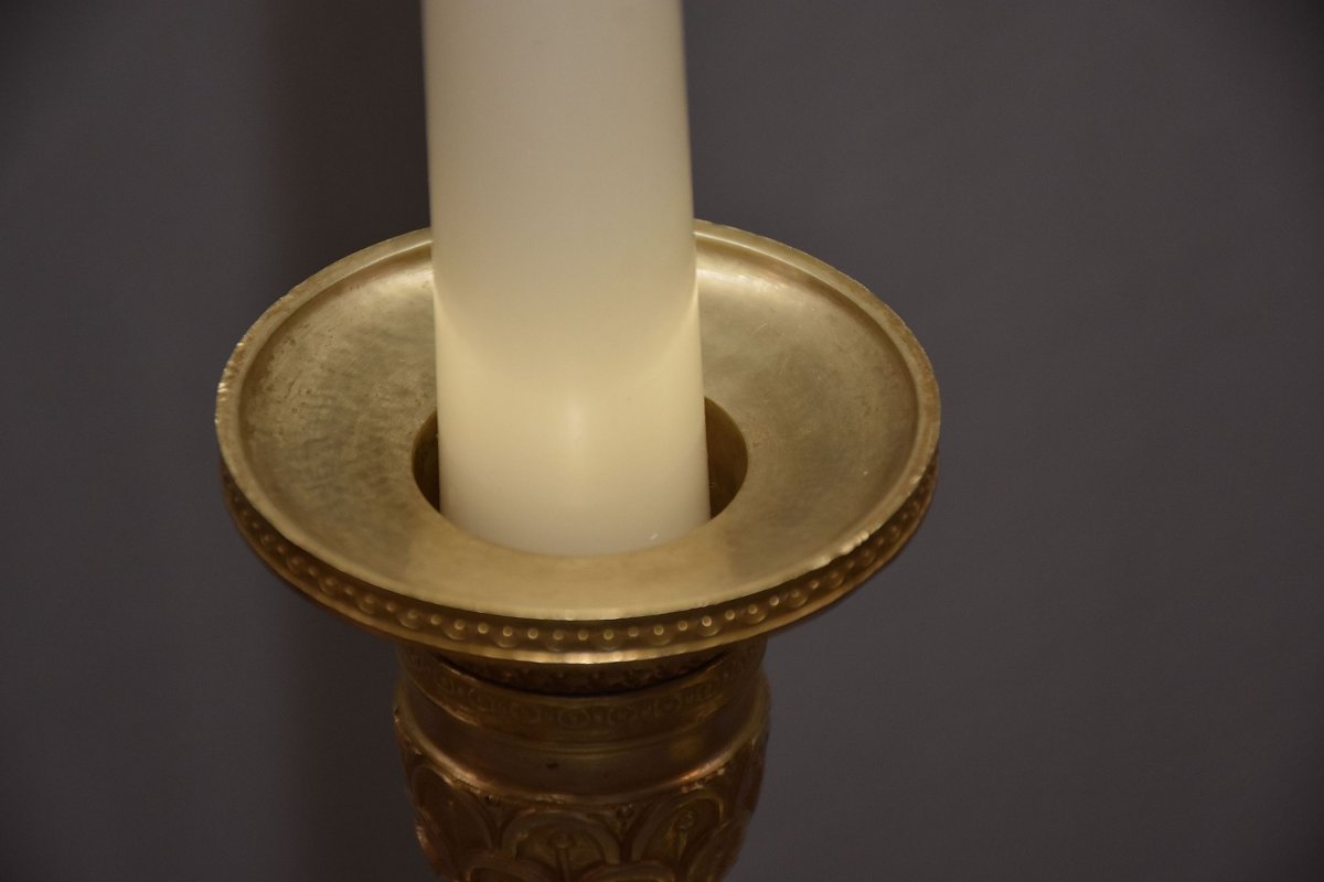 A   Pair Of Gilt Bronze Empire Candlesticks-photo-8