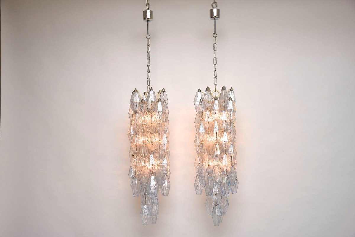 A Pair Of Carlo Scarpa Chandeliers For Venini Murano-photo-1