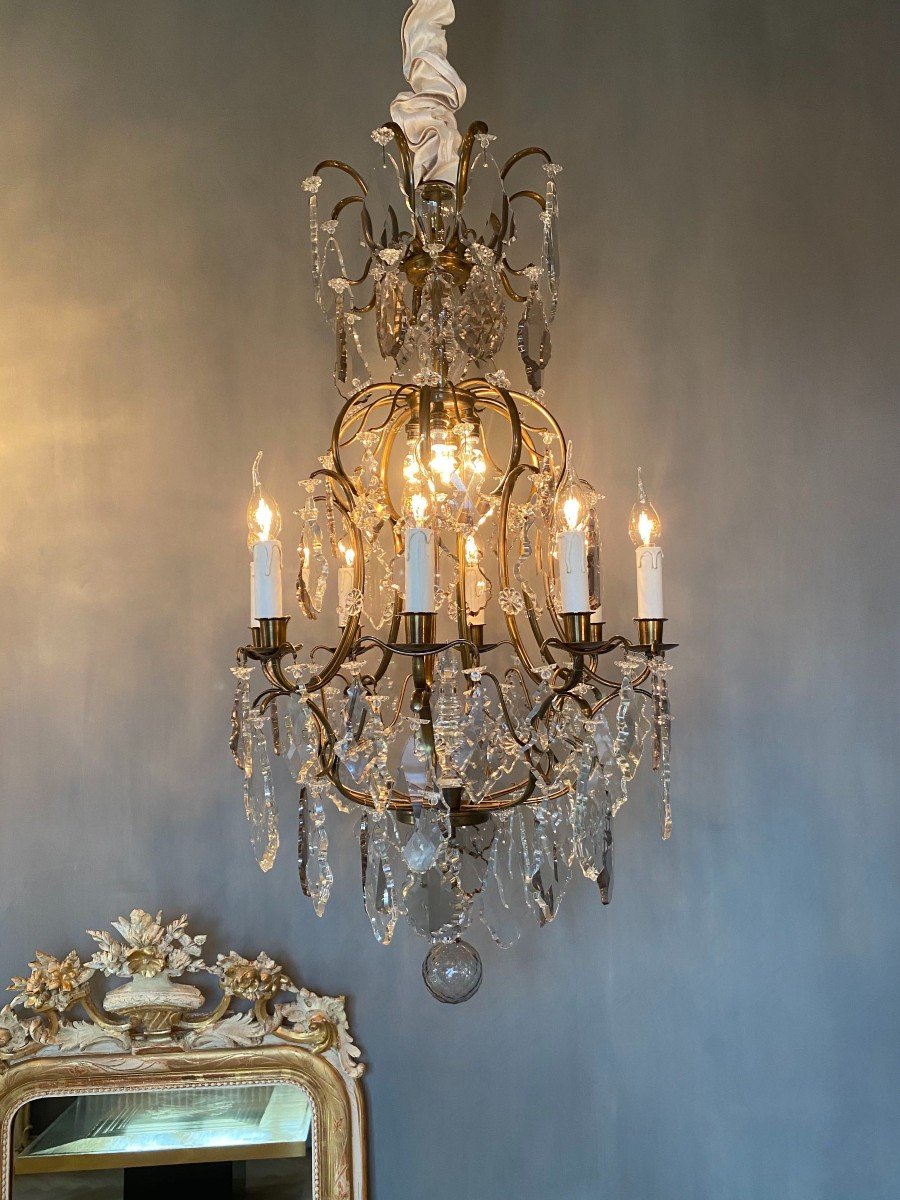 Antique Rococo Style Crystal Chandelier