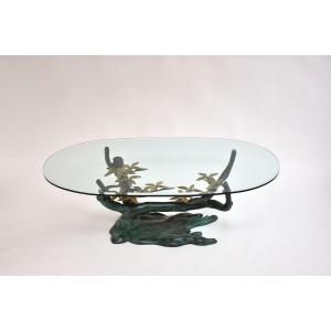 Coffee Table In Bronze And Glass 'bonsai' By Willy Daro