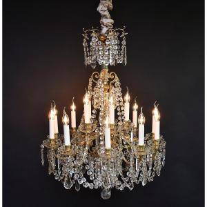 Louis XVI Style Gilt Bronze And Crystal Chandelier