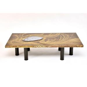  Table basse design en laiton avec agate par Marc d'Haenens
