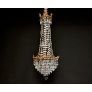 Gilt Bronze And Crystal Chandelier, Louis XVI Style, Late 19th Century