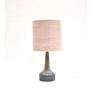 Lampe de table danoise en céramique du milieu du siècle, dans des tons bleus et naturels, signé